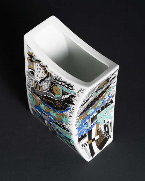 Image 1 of Vase postmoderne en porcelaine allemande Rosenthal Jan v.d Vaart x Yves Galgon