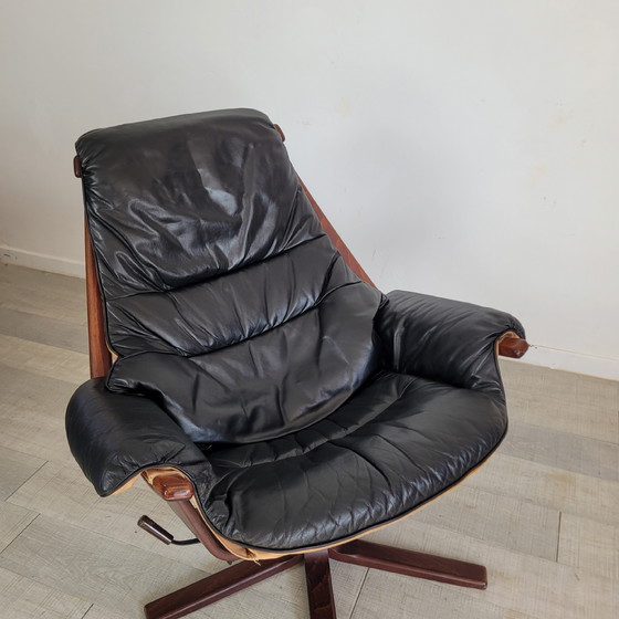 Image 1 of Göte Mobler 1960 Vintage Swivel Reclining Lounge Chair
