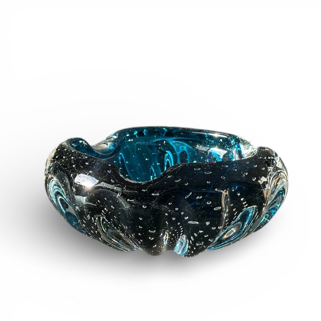Murano glazen asbak jaren 50 sommerso bullicante handgemaakt
