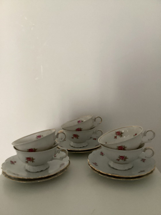 Vintage Bareuther Bavaria Crockery with Roses (13 pieces), Porcelain, Gold (photo 3 of 5)