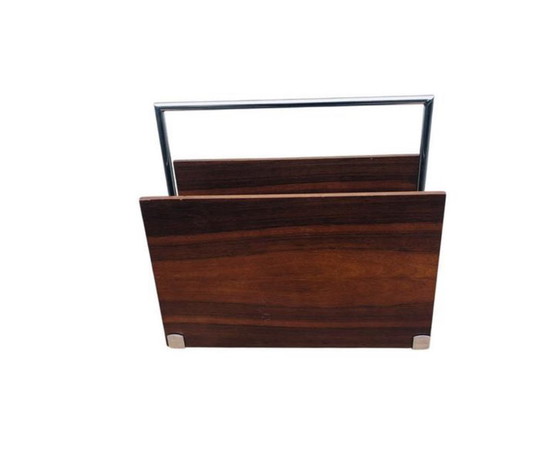 Image 1 of Vintage retro houten lectuurbak | krantenbak palissander hout 