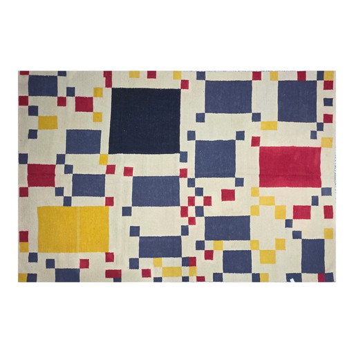 Piet Mondrian Rug – Homage to Victory Boogie-Woogie, hand-woven wool art tapestry