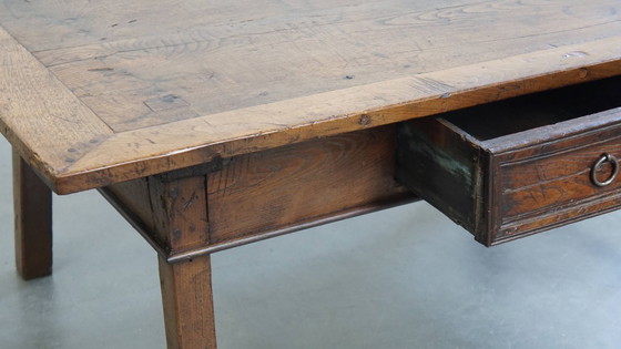 Image 1 of Antique South European Chestnut Coffee Table From The 18th Century With A Drawer