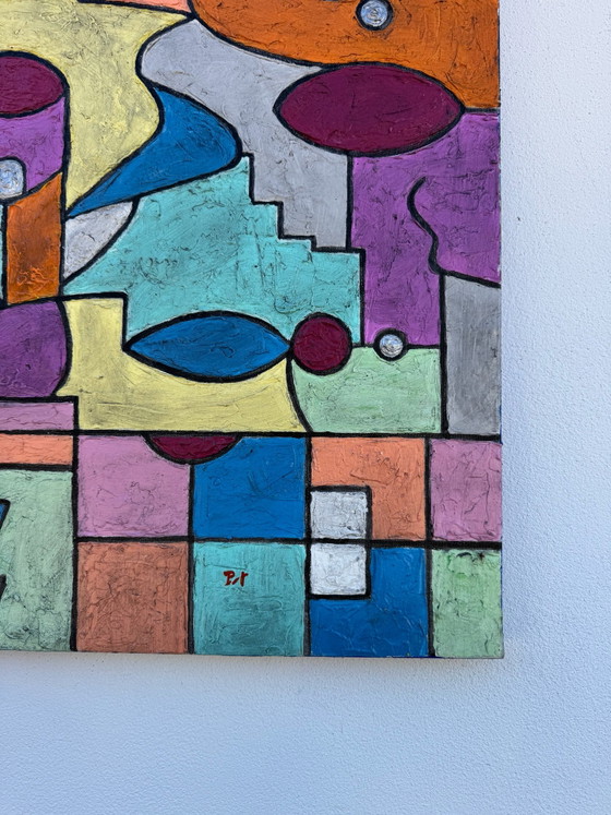 Tableau abstrait géométrique coloré – Peintures et dessins, Toile (photo 14 of 14)