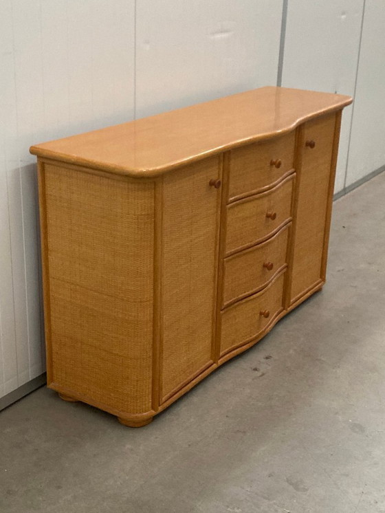 Image 1 of Vintage rattan sideboard with curved drawers, 1970s 