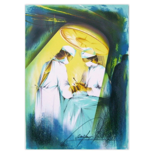 Raymond POULET Beroepen - De chirurg Gesigneerde lithografie 1984