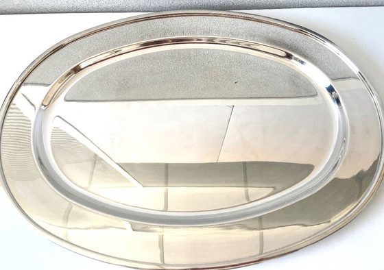 Elegant Tableware Large Stainless Steel Silver Platter Bouillet & Bourdelle 1940 – Bouillet Bourdelle (photo 2 of 7)