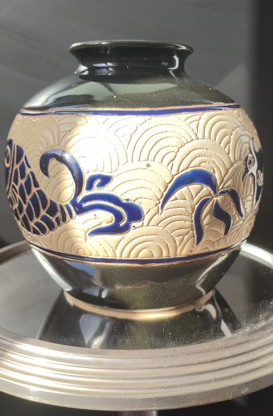 Image 1 of Vintage "Dong Tam" lamp base, Vietnamese ceramic