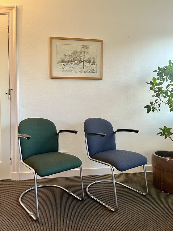 Image 1 of 2 sedie Gispen 413 - verde e blu (rivestite)