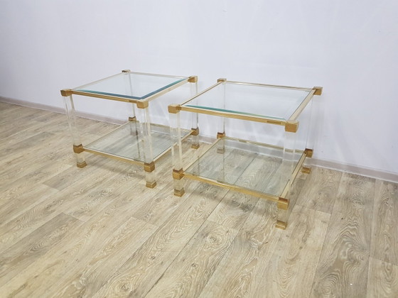 Hollywood Regency Tafels in glas van P. Vandel, Parijs, jaren 70, set van 2 – Pierre Vandel, Metal (photo 6 of 16)