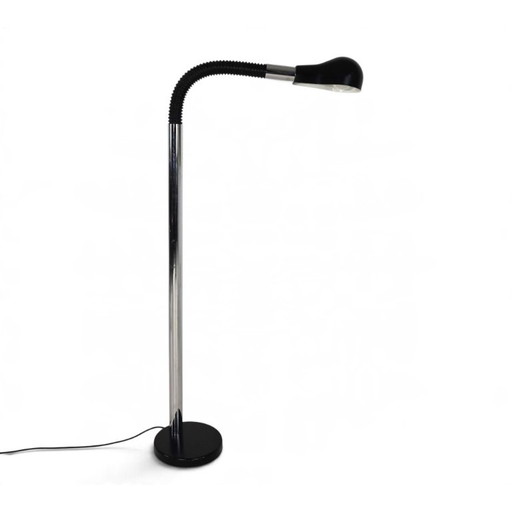 Chrome floor lamp with flexible gooseneck, 1970
