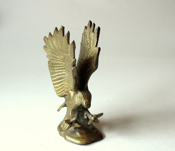 Messing Adelaar Figuur Papiergewicht Figurine, Beeldhouwkunst, Gold, Vintage (foto 2 van 7)