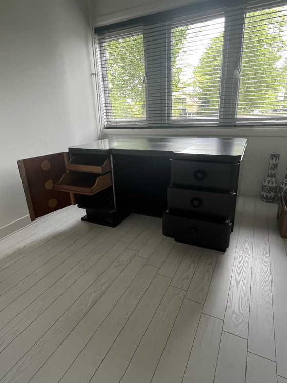 Image 1 of Eleganter Schreibtisch, Anfang des letzten Jahrhunderts, professionell schwarz lackiert