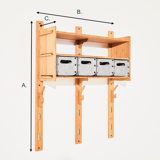 Auffällige modulare Garderobe – Rekki, Wandregal, Bambus (photo 10 of 12)