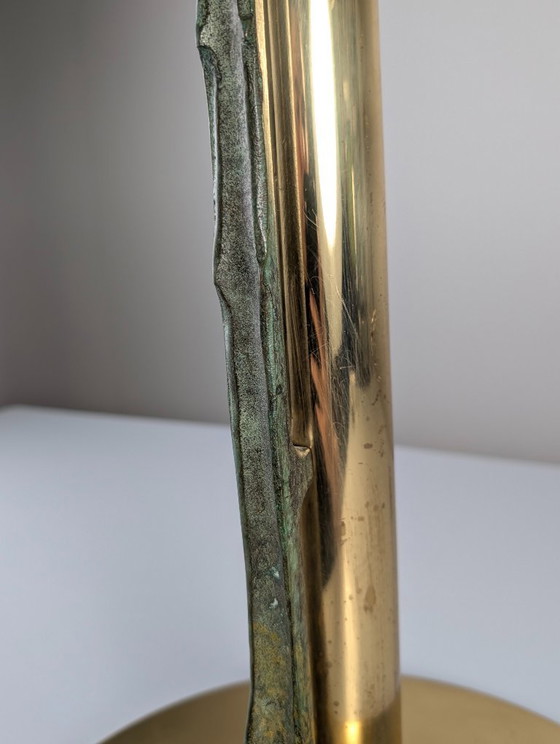 Monumental Valenti Fan Palm Bronze and Brass Table Lamp, 1970s (photo 14 of 20)