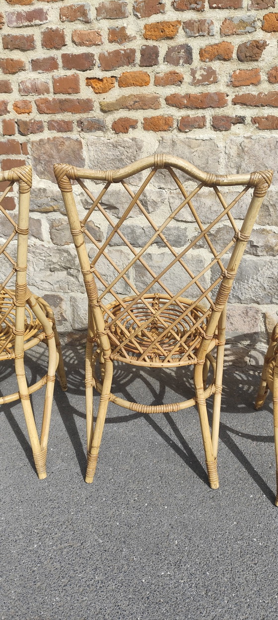 Image 1 of Set di 4 sedie in rattan Louis Sognot
