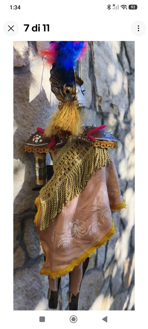 Marionnette vintage Angelica, 50 cm, armure en laiton, pour cérémonie d'honneur – Objets déco, Metal, Textile (photo 7 of 12)
