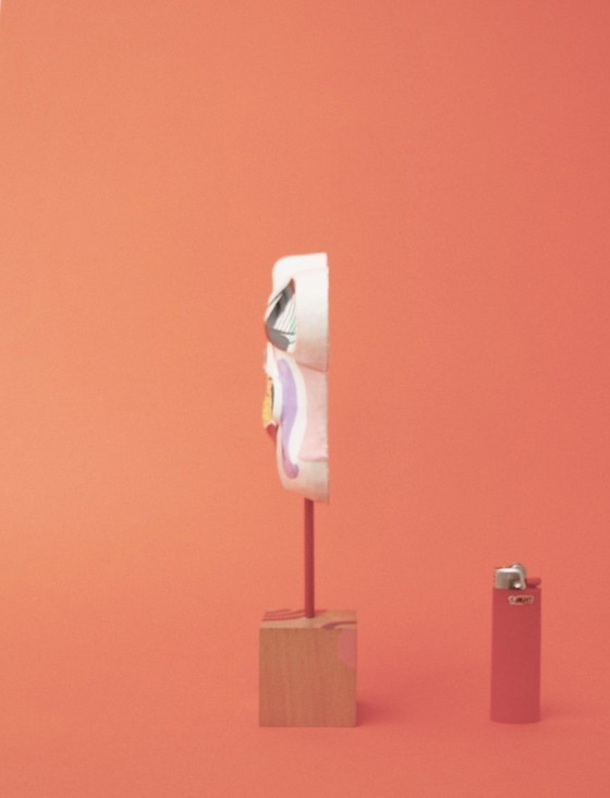 Image 1 of Vintage Picasso stijl masker uit papier maché met bijpassende staander 