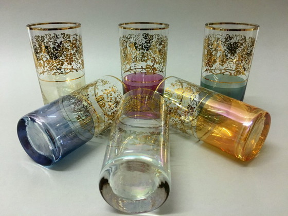 Image 1 of 6 bicchieri colorati / Borocrystal / Cecoslovacchia