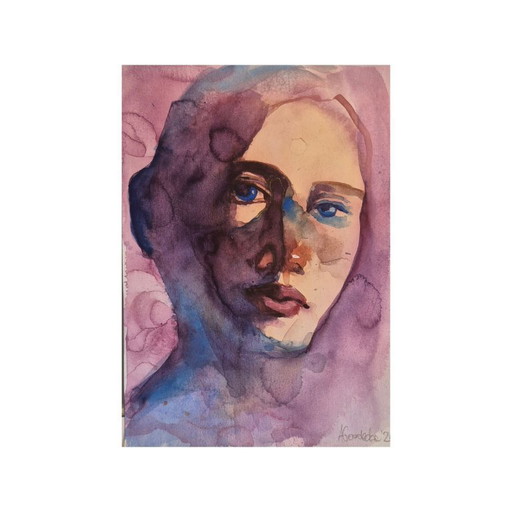 Woman-Improvisation, Anna Masiul-Gozdecka, Acrylics and Watercolor on Paper, Signed, 2026