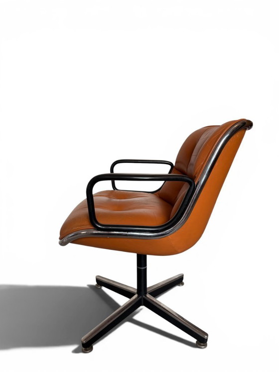 Image 1 of Knoll Charles Pollock Armchair - Vintage Camel Leather