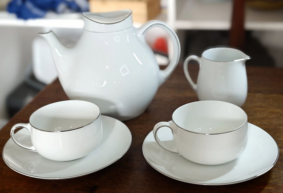 Servizio da tè Thomas Germany anni '50 - Design Sigvard Bernadotte, Set di posate, Porcellana, Argento (foto 9 di 15)