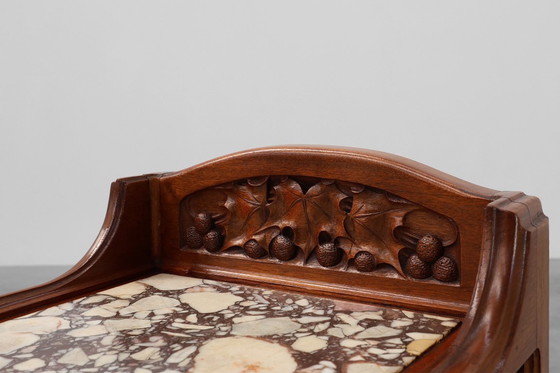 Image 1 of Pareja de mesillas de noche Art Nouveau con tapa de mármol de Paul Alexandre Dumas, Francia ca. 1910
