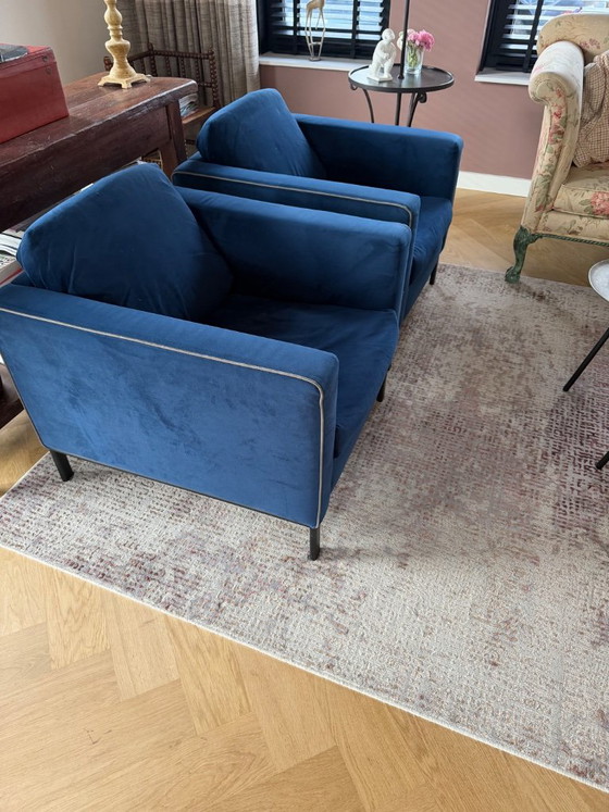 Poltrona Topform in velluto blu, Poltrone, Legno, Modern (foto 6 di 7)