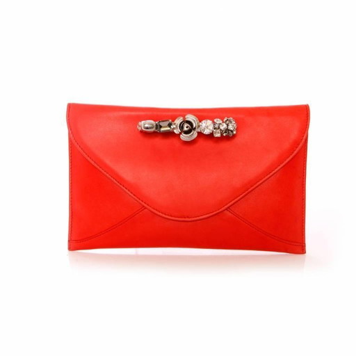 Maison Du Posh, pochette in pelle di agnello rossa