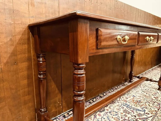 Klassiek Engelse Bijzettafel Bureau, Messing, Chesterfield (foto 9 van 16)