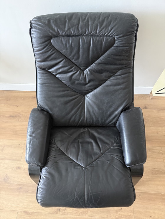 Image 1 of Skoghaug Industries leren relaxfauteuil uit de jaren 70/80.
