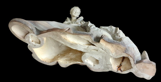 Image 1 of Art Deco sculpture of a seated lady with dogs