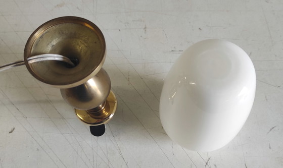 Image 1 of Table lamp in brass with opaline glass globe - mid-20th century