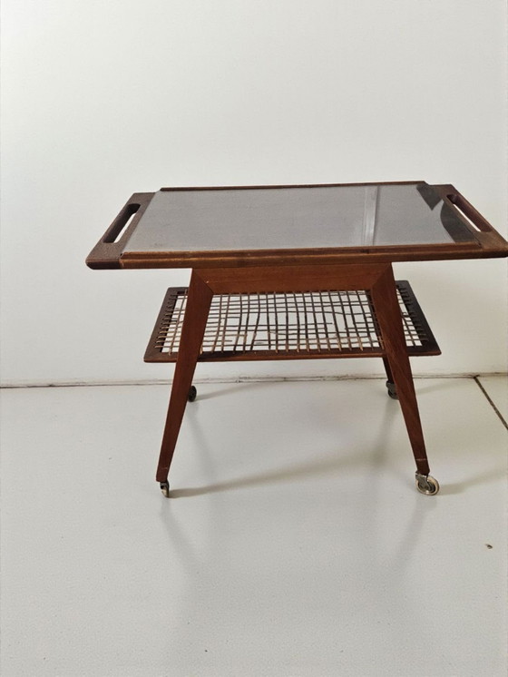 Image 1 of Teak side table, serving trolley, bar trolley, side table, Johannes Andersen, 1970s