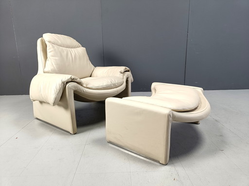 Vintage P60 Leren Loungestoel Door Vittorio Introini Voor Saporiti, 1970S