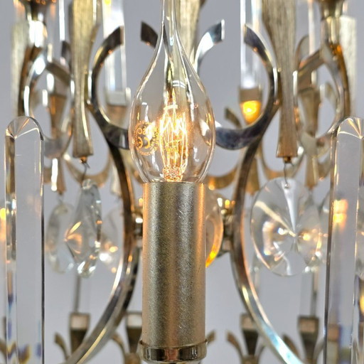 Sciolari Ovali Kronleuchter 1960er Jahre Chrom/Glas