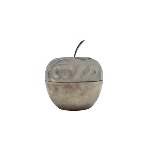 Moderne verzilverde appelvormige decoratieve doos, Christofle Frankrijk jaren 70