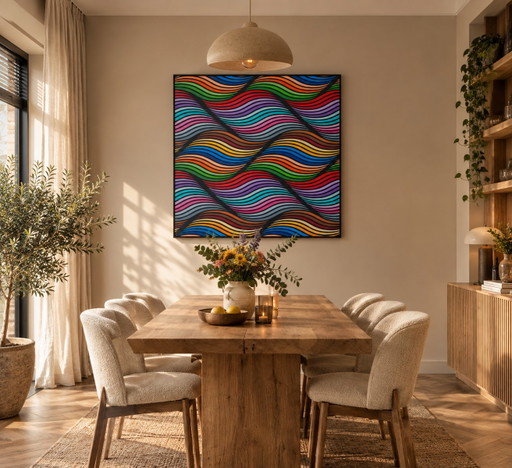 Waves – Farbenfrohes Abstraktes Gemälde 94 x 94 cm