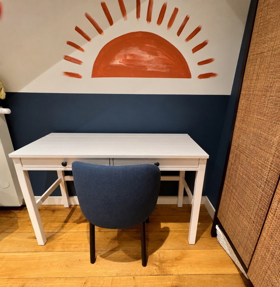 1X Dining chair Wendelbo blue bouclé, Textile, Wood, Black (photo 8 of 8)
