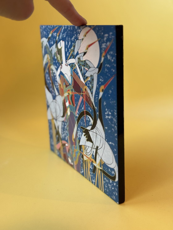 Image 1 of Wandtegel Ting Shao Kuang - kunstwerk - lakwaar op hout