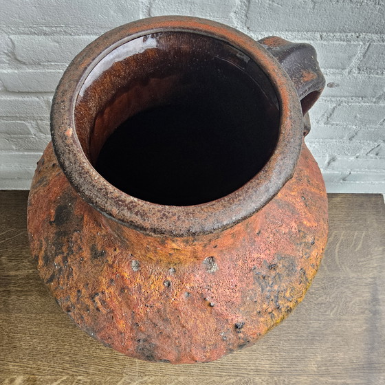 Image 1 of XXL West Germany Floor Vase Carstens Tonnieshof Fat Lava / West Germany Ceramic Vase Extra Large