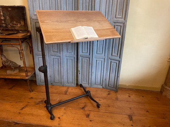 Elkhart Bedside Table Reading Table Lectern Sidway Table French antique, Wood, Iron, Black (photo 4 of 23)