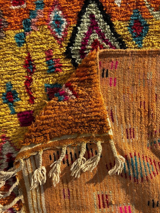 Image 1 of Modern Marokkaans wollen tapijt in oranje - Abstract Berber-kleurontwerp