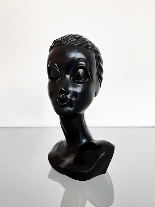 Vintage Black Twiggy Head – decoratieve objecten, Plastic