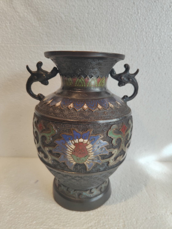Image 1 of Aziatische cloisonné bronzen vaas