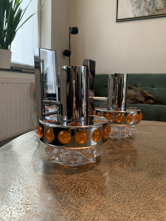 Set di 2 lampade da parete vintage anni '70 Raak Amsterdam – Applique, Chrome, Glass (photo 5 of 5)