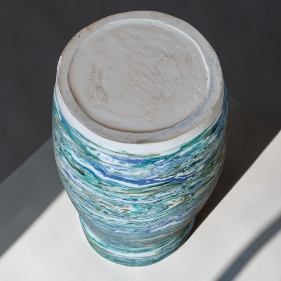 Image 1 of Unique handcrafted vase in turquoise mixed clay