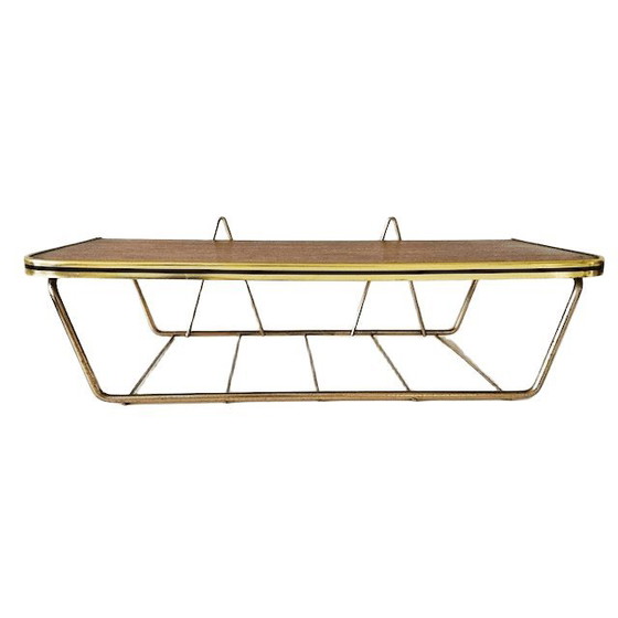 Image 1 of Vintage Wandregal im dänischen Design der Mitte des 20. Jahrhunderts, Teakholz, Messing, 1960er Jahre