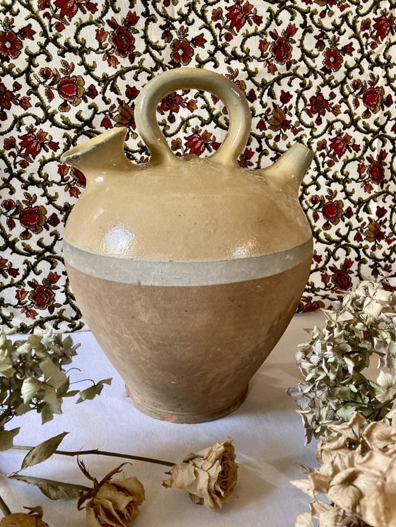 Image 1 of Gargoulette en terre cuite émaillée jaune