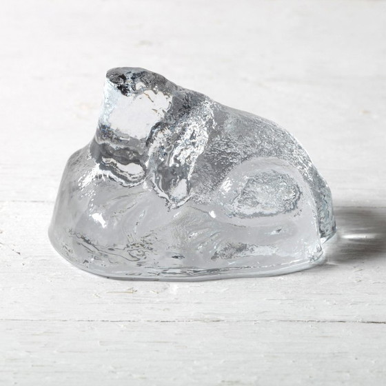 Image 1 of Scandinavisch kristallen glazen kunst kikkerbeeldje / Vintage beeldje / Briefgewicht sculptuur / Zweden / jaren 70
